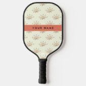 Blauwe en rode bloemen, rood, Jouw naam Pickleball Paddle (Achterkant)