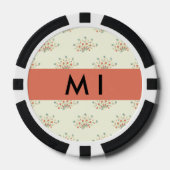 Blauwe en rode bloemen, rood, Jouw naam Poker Chips (Voorkant)