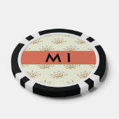 Blauwe en rode bloemen, rood, Jouw naam Poker Chips (Enkel)