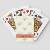 Blauwe en rode bloemen, rood, Jouw naam Pokerkaarten (Achterkant)