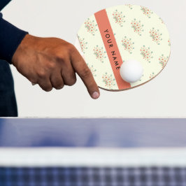 Blauwe en rode bloemen, rood, Jouw naam Tafeltennisbatje