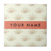 Blauwe en rode bloemen, rood, Jouw naam Tegeltje (Voorkant)