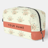 Blauwe en rode bloemen, rood, Jouw naam Toilettasje (Rechterhoek)