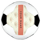 Blauwe en rode bloemen, rood, Jouw naam Voetbal (Gedraaid)