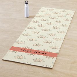Blauwe en rode bloemen, rood, Jouw naam Yogamat