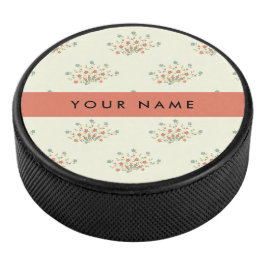 Blauwe en Rode Bloemen, Rood, Uw Naam Hockey Puck