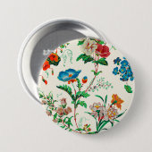 Blauwe en rode bloemen schilderij Patroon Ronde Button 7,6 Cm (Voorkant /achterkant)