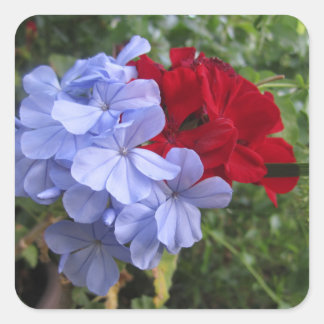 Blauwe en Rode Bloemen Uitnodiging Stickers