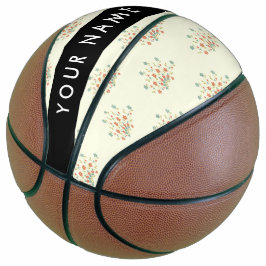 Blauwe en Rode Bloemen, Zwart, Je Naam Basketbal