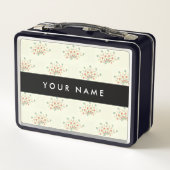 Blauwe en rode bloemen, zwart, Jouw naam (Achterkant)