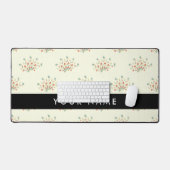 Blauwe en rode bloemen, zwart, Jouw naam Bureaumat (Keyboard & Muis)