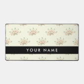 Blauwe en rode bloemen, zwart, Jouw naam Bureaumat (Voorkant)