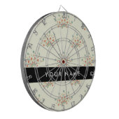 Blauwe en rode bloemen, zwart, Jouw naam Dartbord (Voorkant Links)