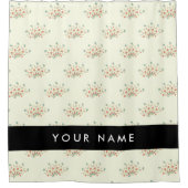 Blauwe en rode bloemen, zwart, Jouw naam Douchegordijn (Voorkant)