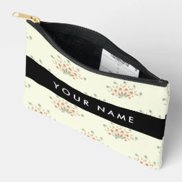 Blauwe en rode bloemen, zwart, Jouw naam Etui