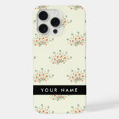 Blauwe en rode bloemen, zwart, Jouw naam iPhone Hoesje (Achterkant)