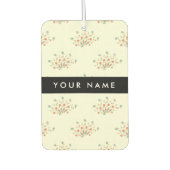 Blauwe en rode bloemen, zwart, Jouw naam Luchtverfrisser (Voorkant)