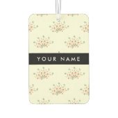 Blauwe en rode bloemen, zwart, Jouw naam Luchtverfrisser (Achterkant)