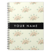 Blauwe en rode bloemen, zwart, Jouw naam Notitieboek (Voorkant)