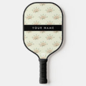 Blauwe en rode bloemen, zwart, Jouw naam Pickleball Paddle (Voorkant)