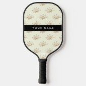 Blauwe en rode bloemen, zwart, Jouw naam Pickleball Paddle (Achterkant)