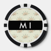 Blauwe en rode bloemen, zwart, Jouw naam Poker Chips (Voorkant)