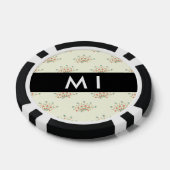 Blauwe en rode bloemen, zwart, Jouw naam Poker Chips (Enkel)