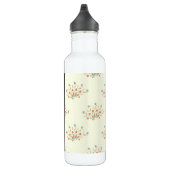 Blauwe en rode bloemen, zwart, Jouw naam Waterfles (Rechts)