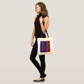 Blauwe en rode borduurvis tote bag (Voorkant (model))