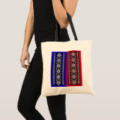 Blauwe en rode borduurvis tote bag (Voorkant (product))