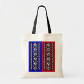 Blauwe en rode borduurvis tote bag (Voorkant)