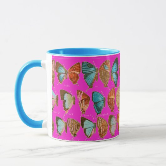 blauwe en rode botervliegen koffie mok (Links)