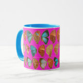 blauwe en rode botervliegen koffie mok (Voorkant links)