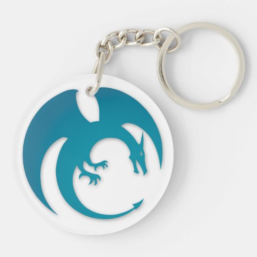 Blauwe en rode draak met Phoenix Sleutelhanger (Achterkant)
