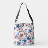 Blauwe en rode Floral Crossbody Tas (Achterkant)