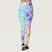 Blauwe en rode Floral Leggings (Achterkant)