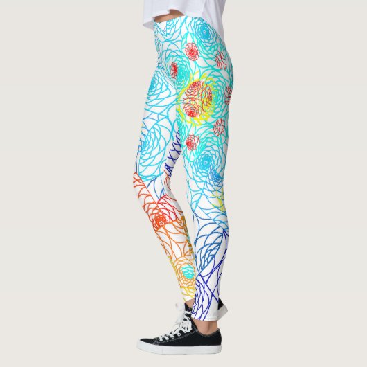 Blauwe en rode Floral Leggings (Links)