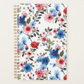 Blauwe en rode Floral Planner (Voorkant)