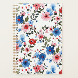 Blauwe en rode Floral Planner