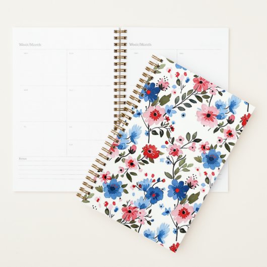 Blauwe en rode Floral Planner (Display)