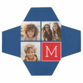 Blauwe en rode fotocollage met monogram voetbal (Enkel)