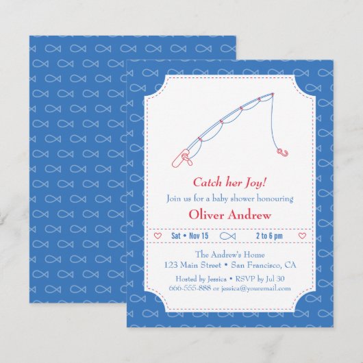 Blauwe en rode Gevist babyschoeisel Kaart (Voorkant / Achterkant)