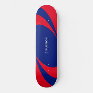 Blauwe en rode golvende lijnen persoonlijk skateboard