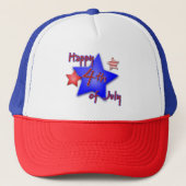 Blauwe en rode grote sterren trucker pet (Voorkant)