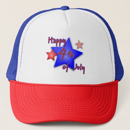 Blauwe en rode grote sterren trucker pet (Voorkant)