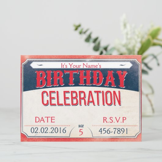  blauwe en rode halve dag kaart (Staand voorkant)