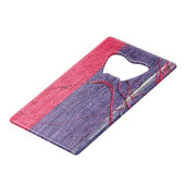 Blauwe en rode handgemaakte Thaise zijde Creditkaart Flessenopener (Achterkant Gekanteld)