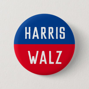 Blauwe en Rode Harris Walz Campagne Ronde Button 5,7 Cm