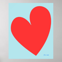 Blauwe en Rode Hart Jongenskamer Poster