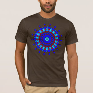 Blauwe en rode Kaleidoscoop T-shirt